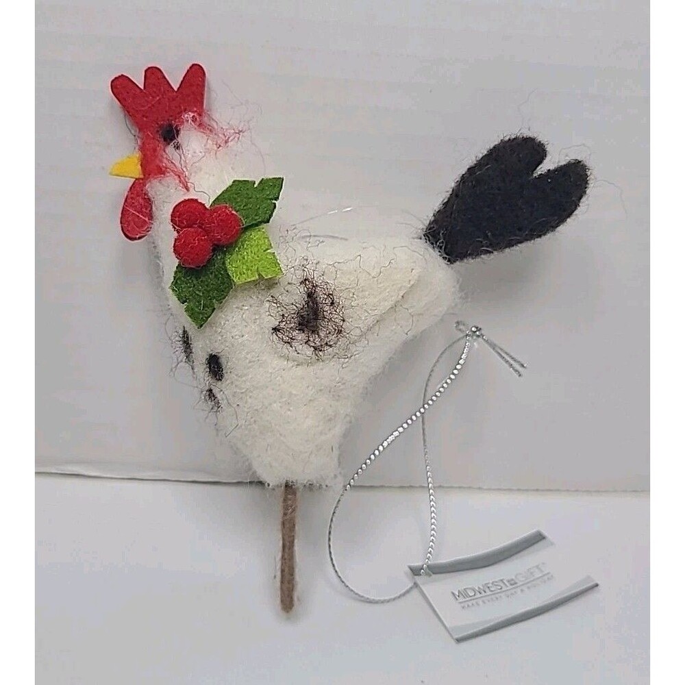 New Ganz Wool Plush Rooster Christmas Ornament 2018